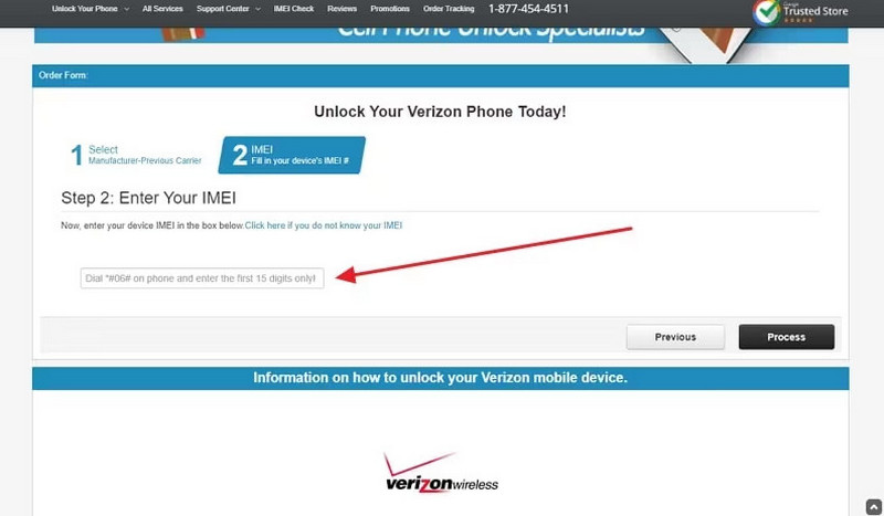 Digite o número Imei
