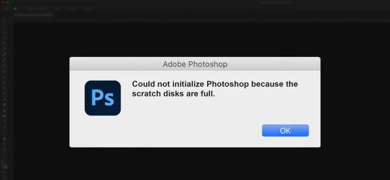 Erro de disco de trabalho do Photoshop cheio