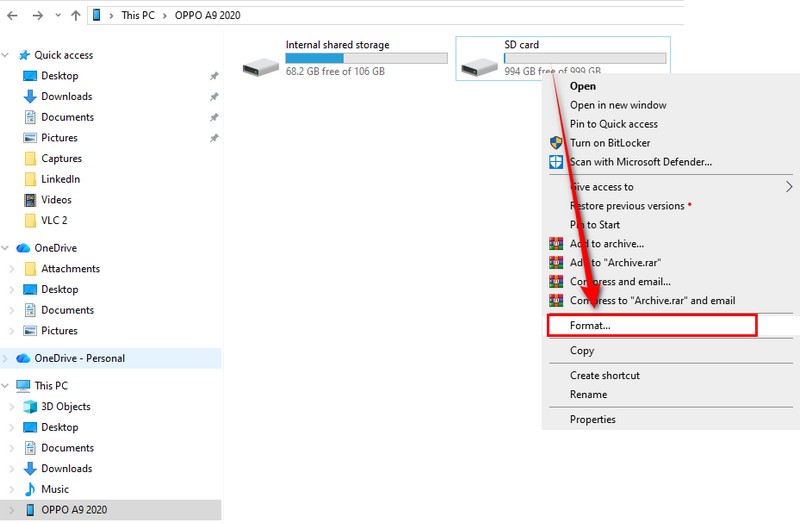 Clique na opção Formatar