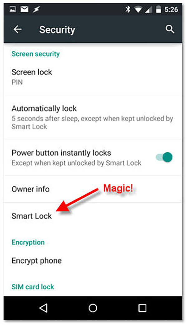 Ativar o Android Smart Lock