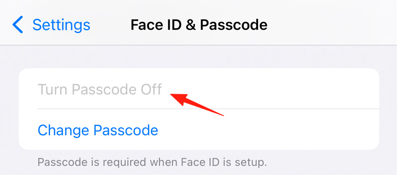 Por que a opção "Desativar código de acesso" está desativada no iPhone?