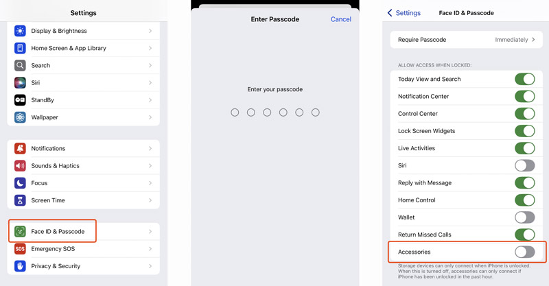 Permitir que o iPhone acesse acessórios quando bloqueado