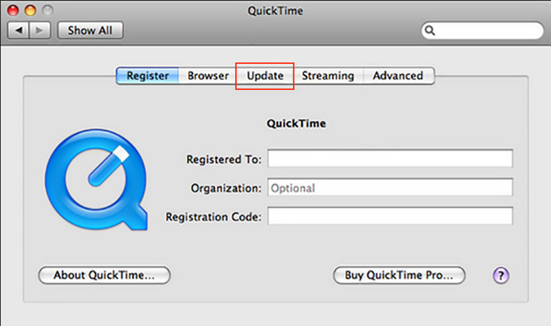 Atualize o QuickTime Media Player no Mac