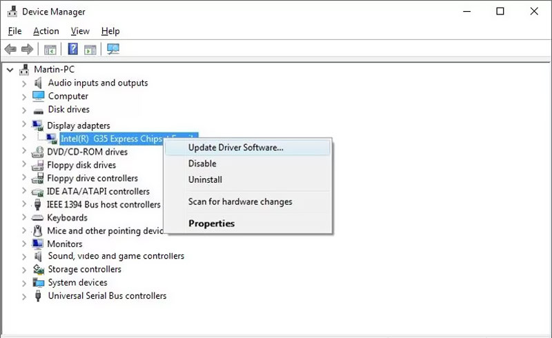 Atualizar driver do software Gerenciador de dispositivos do Windows