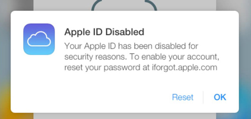Alerta de ID Apple desativado