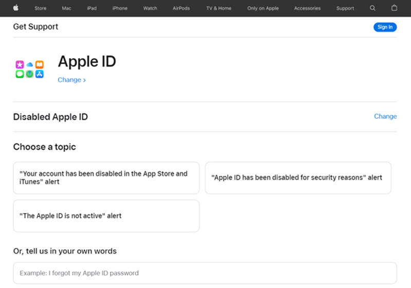 Obtenha suporte para corrigir o ID Apple desativado
