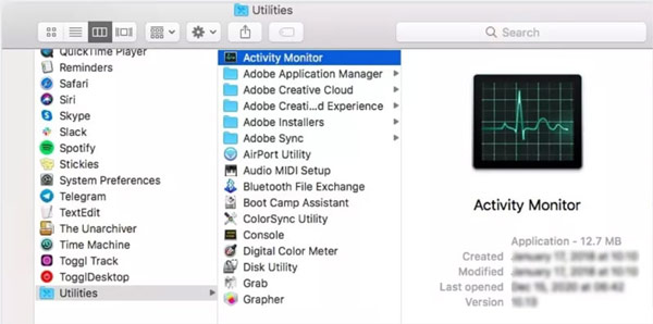 Monitor de atividades do Mac Fechar aplicativos