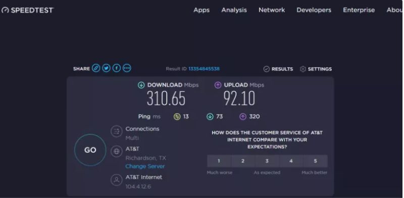 Execute um teste de velocidade