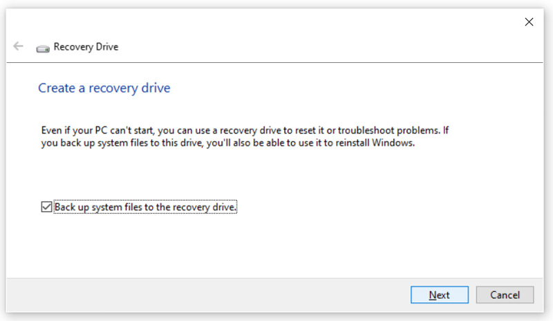 Criar uma unidade de recuperação no Windows 10