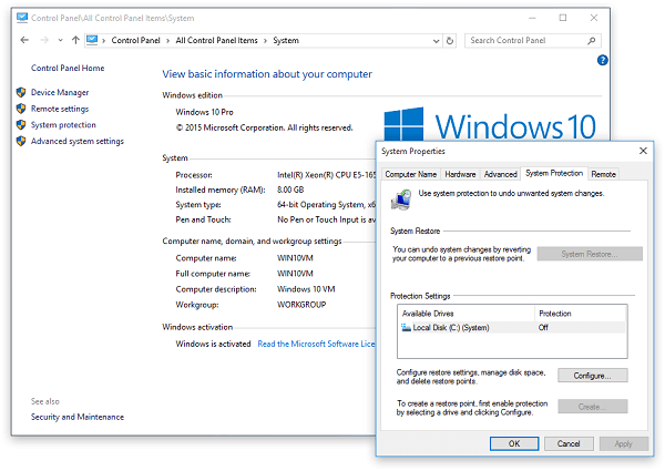 Restauração do sistema do Windows