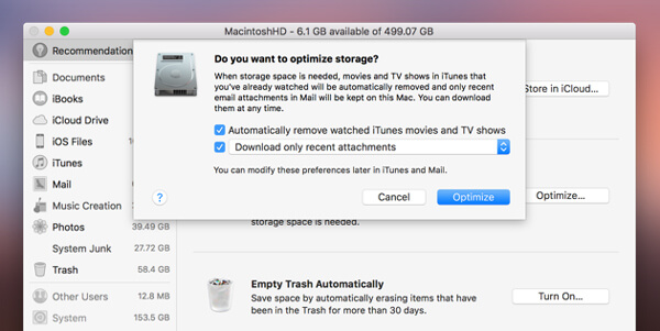 Otimize o armazenamento do Mac para acelerar o Mac