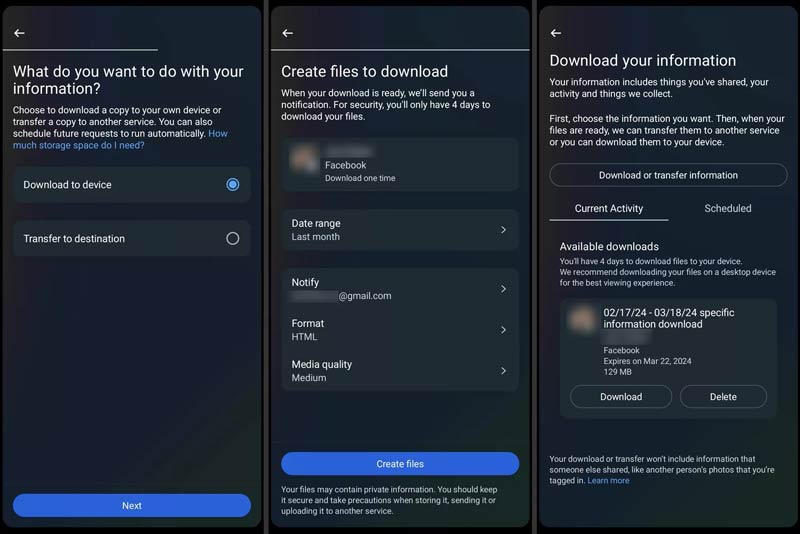 Baixe suas informações do Facebook
