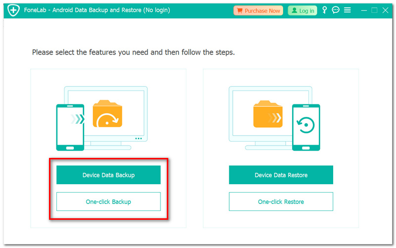 Selecione Backup de dados do dispositivo