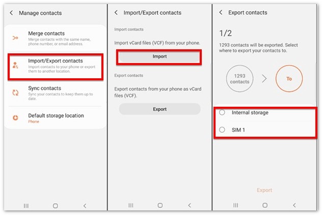 Exportar contatos para um novo Android via arquivo VCF