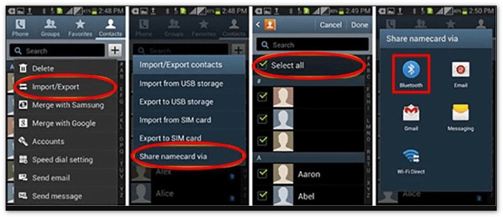 Compartilhe contatos de um Android para outro usando Bluetooth.