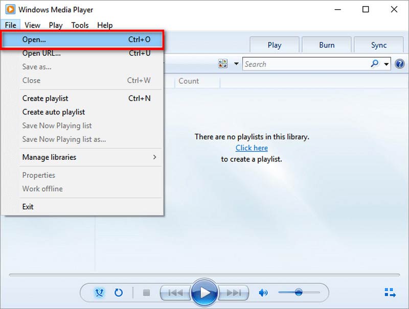 Arquivo aberto do Win Media Player