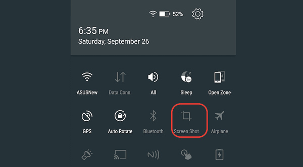 Faça uma captura de tela no Lenovo com a barra de notificação