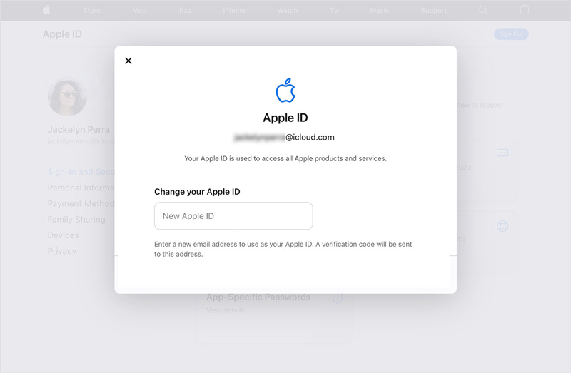 Alterar endereço de e-mail do ID Apple