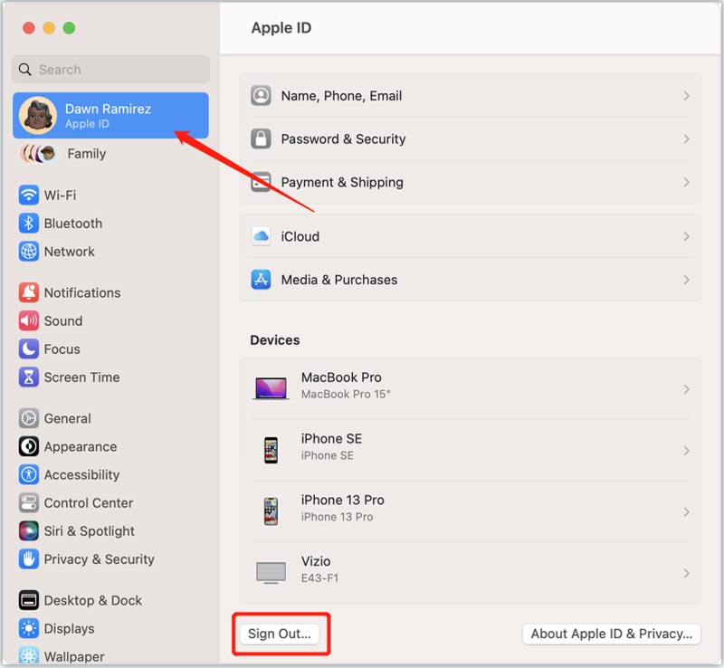 Sair da Apple ID no Mac
