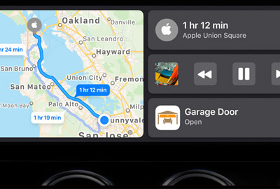 Um painel simplificado do CarPlay no iOS 13/14