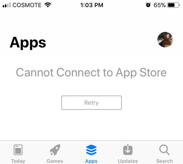 O iPhone não consegue se conectar à Apple Store