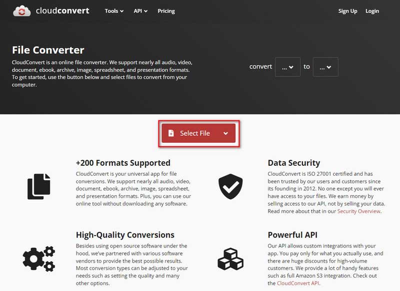 CloudConvert Selecionar Arquivo