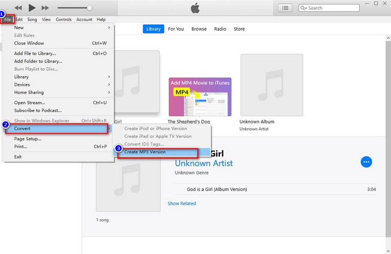 iTunes Iniciar conversão de AIF para MP3