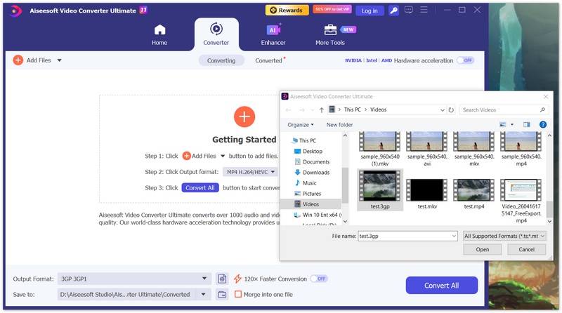 Adicionar arquivo 3GP