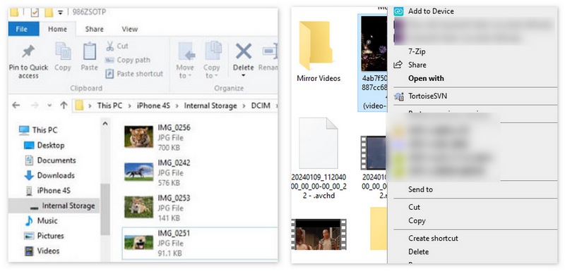 Copiar arquivos do iPhone para o PC usando o Explorador de Arquivos