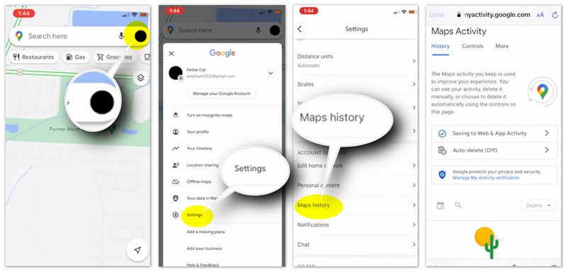 Remover manualmente a localização recente