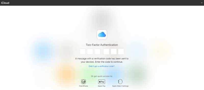 Código de autenticação de dois fatores do iCloud