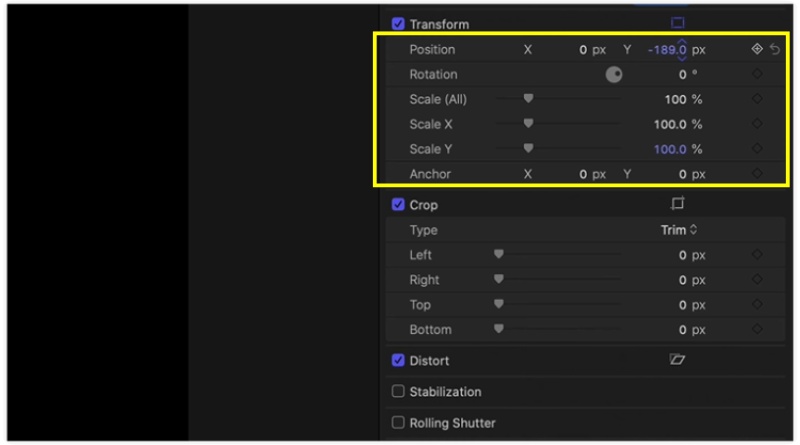 Dimensionar o vídeo