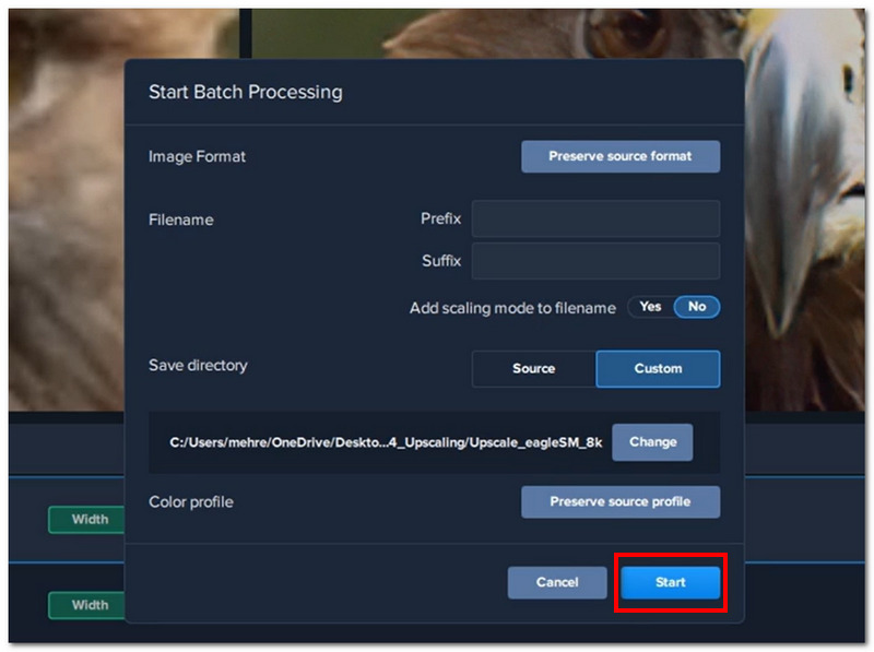 Hit Start Processing