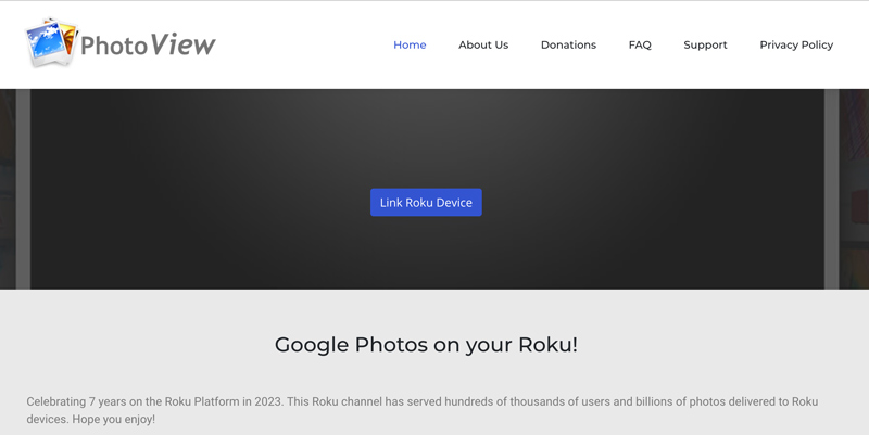 Roku Photoview Elenco do Google Fotos