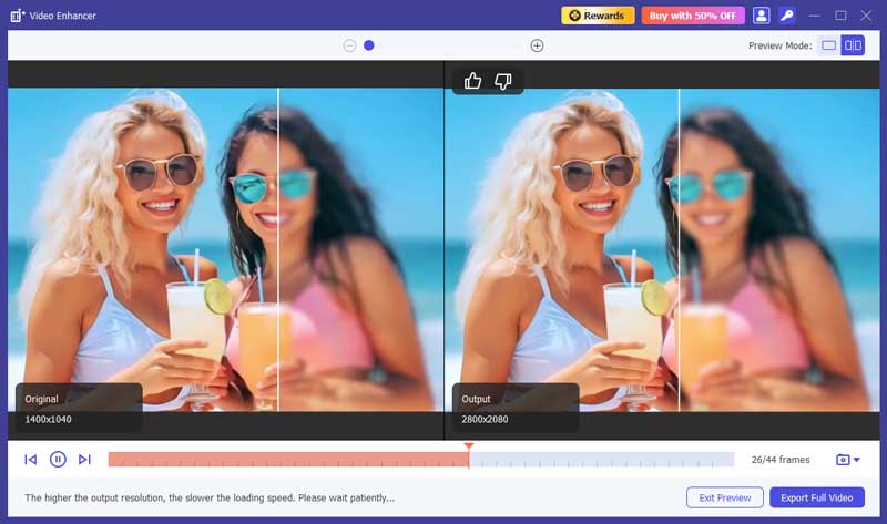 Exporte vídeos em alta resolução usando o Aiseesoft Video Upcaler.