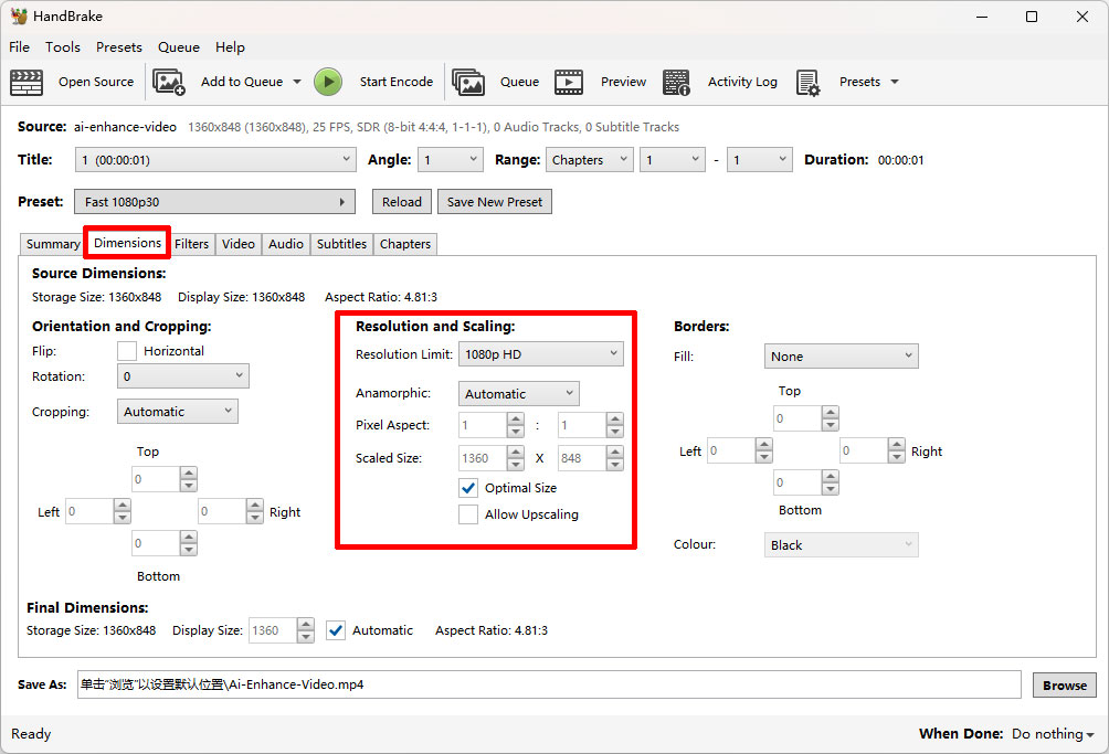 Configurações avançadas no Handbrake