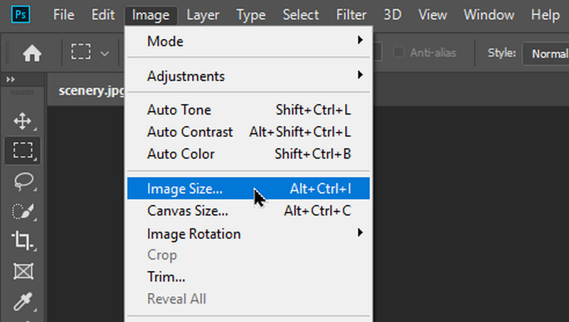 Tamanho da imagem PS