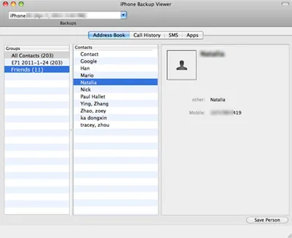 Aplicativo visualizador de backup do iPhone iBackup