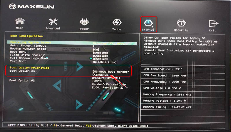 Prioridade de mudança de BIOS