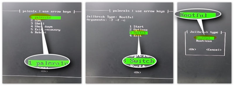 Escolha o tipo de jailbreak Rootful