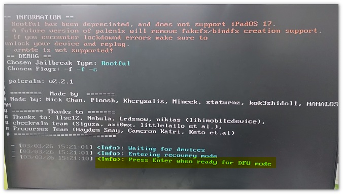 Entrar no Modo DFU Palera1n