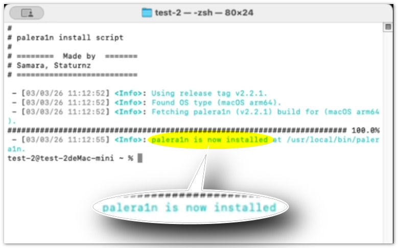 Palera1n instalado no Mac