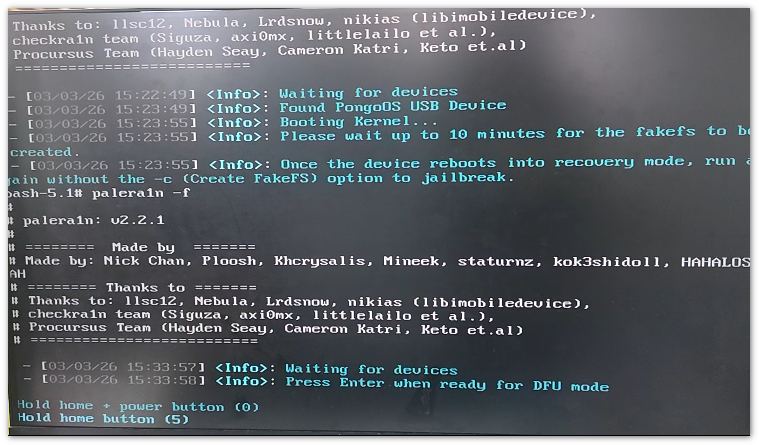 Pressione novamente os botões Home e Power após entrar.