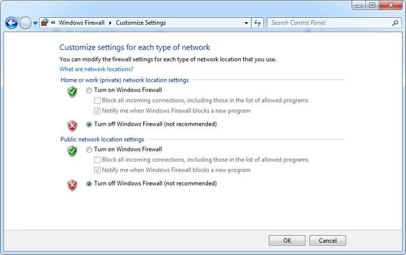 Desligue o Firewall