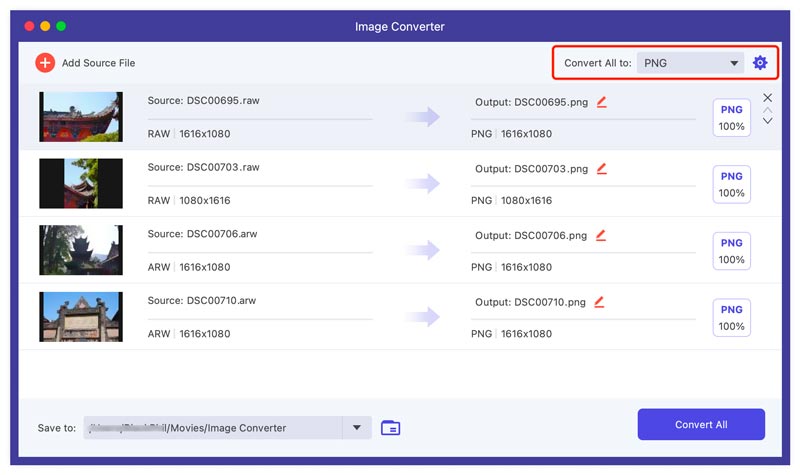 Converter RAW em PNG VCU