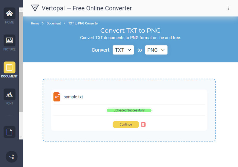 Vertopal Converter TXT para PNG