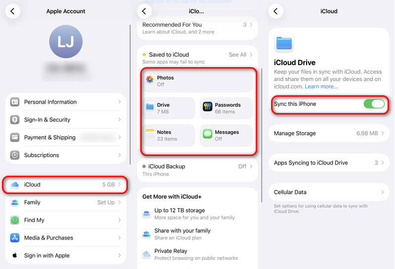 Ativar sincronização com o iCloud