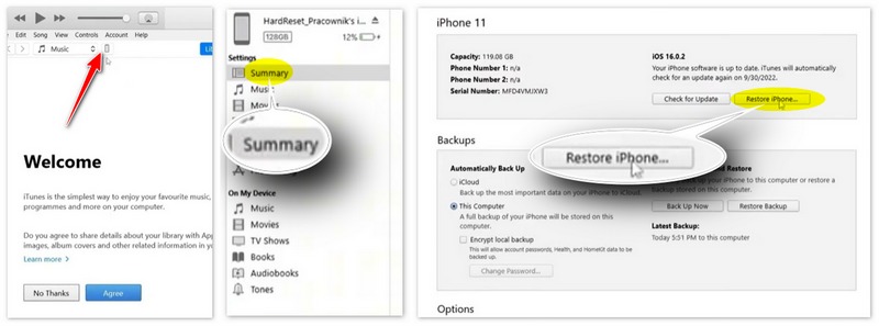 Desbloqueie o iPhone com o iTunes
