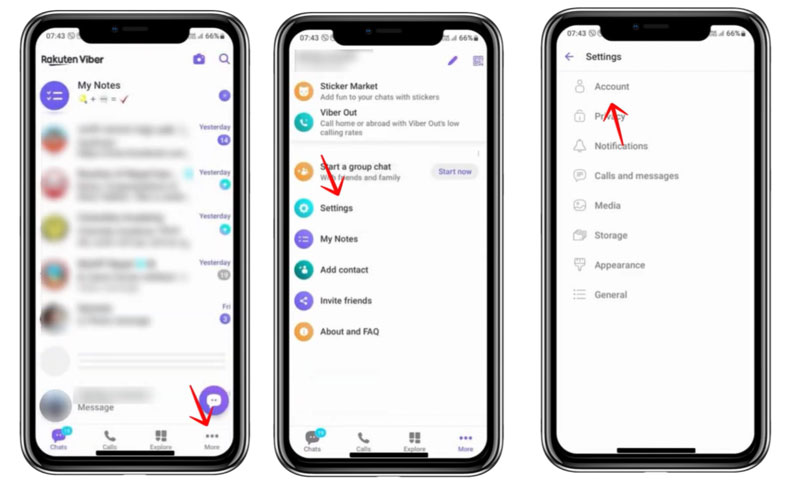 configurações do viber