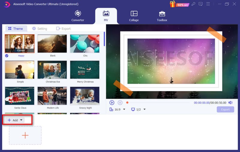 Adicionar seção Aiseesoft MV
